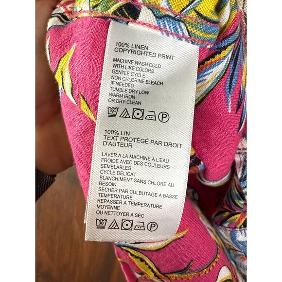 Tommy Bahama Faded Flora Floral Hawaiian Vacation Button Down Shirt Pink Mens XS - Picture 5 of 9